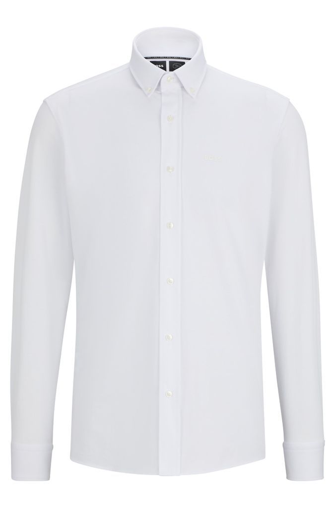 Regular-fit shirt in structured cotton-blend jersey