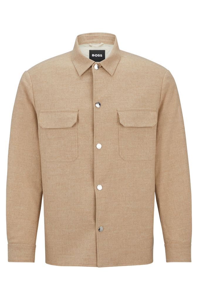 Relaxed-fit overshirt in stretch fabric with press studs