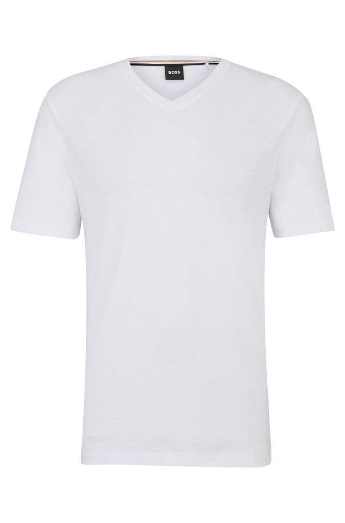 V-neck T-shirt in mercerised cotton