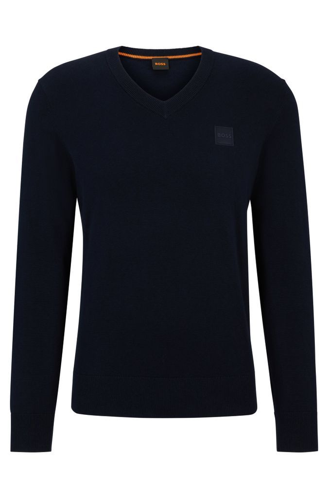 Cotton-cashmere regular-fit sweater with logo patch