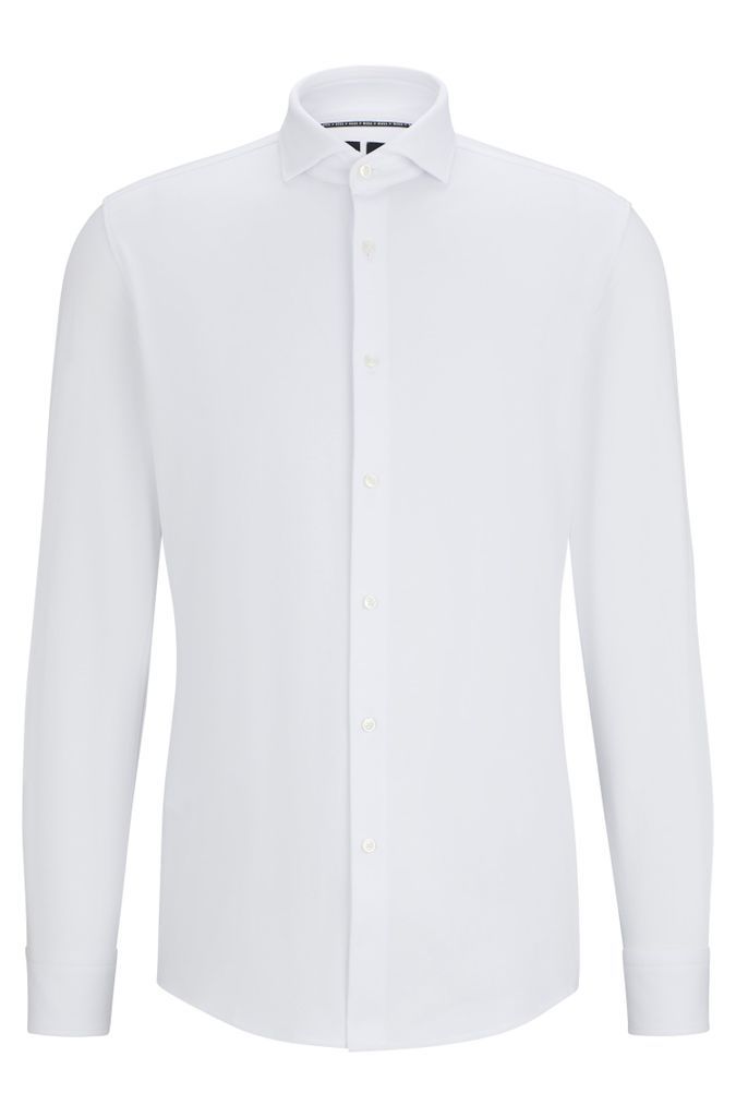 Slim-fit shirt in structured performance-stretch jersey