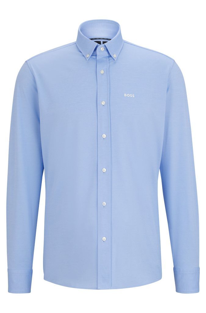 Regular-fit shirt in structured cotton-blend jersey