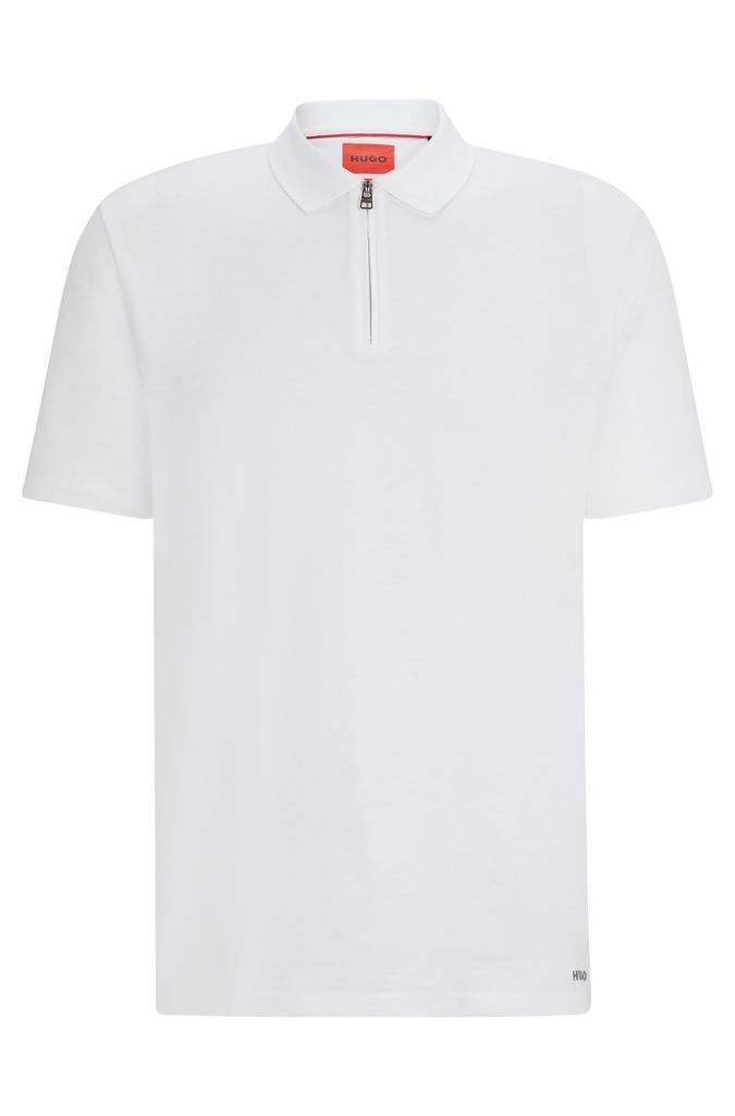 Cotton-blend polo shirt with zip placket
