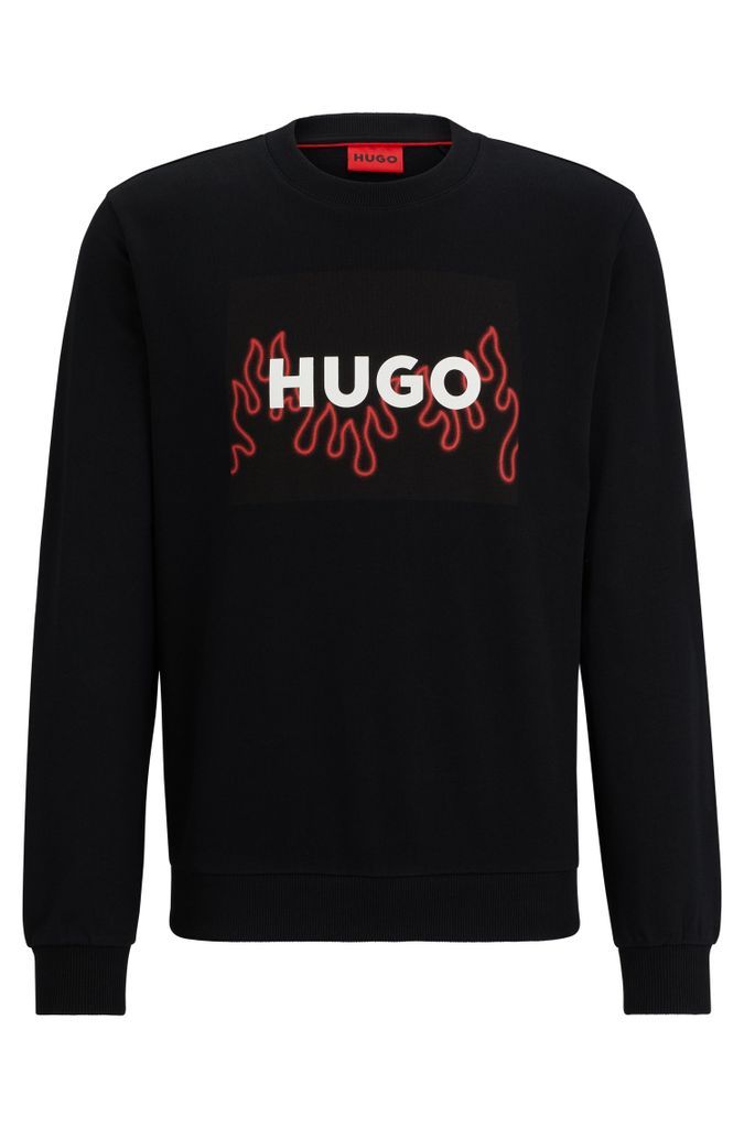 Cotton-terry regular-fit sweatshirt with flame logo
