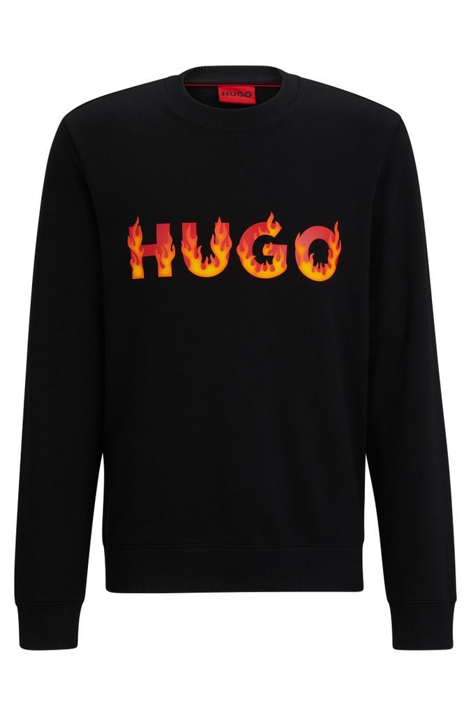 Cotton-terry sweatshirt with puffed flame logo