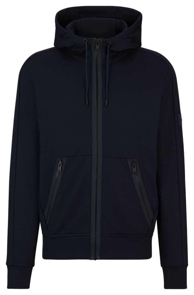 Cotton-terry zip-up hoodie with logo patch