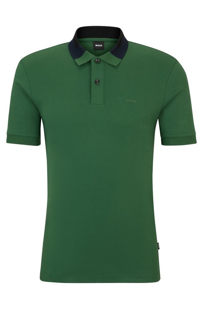 Interlock-cotton slim-fit polo shirt with colour-blocked collar