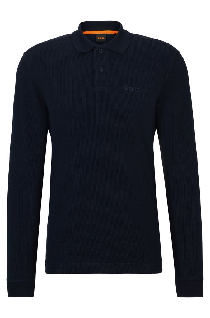 Long-sleeved polo shirt with embroidered logo