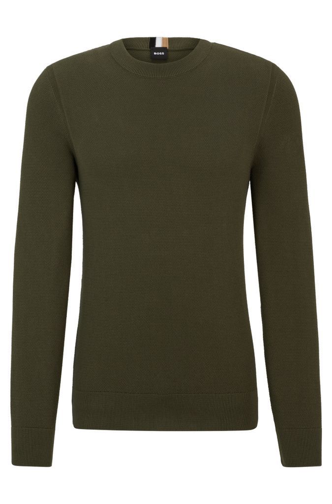 Micro-structured crew-neck sweater in cotton