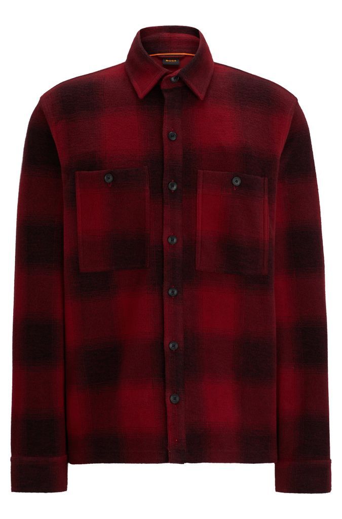 Oversized-fit overshirt in checked cotton terry