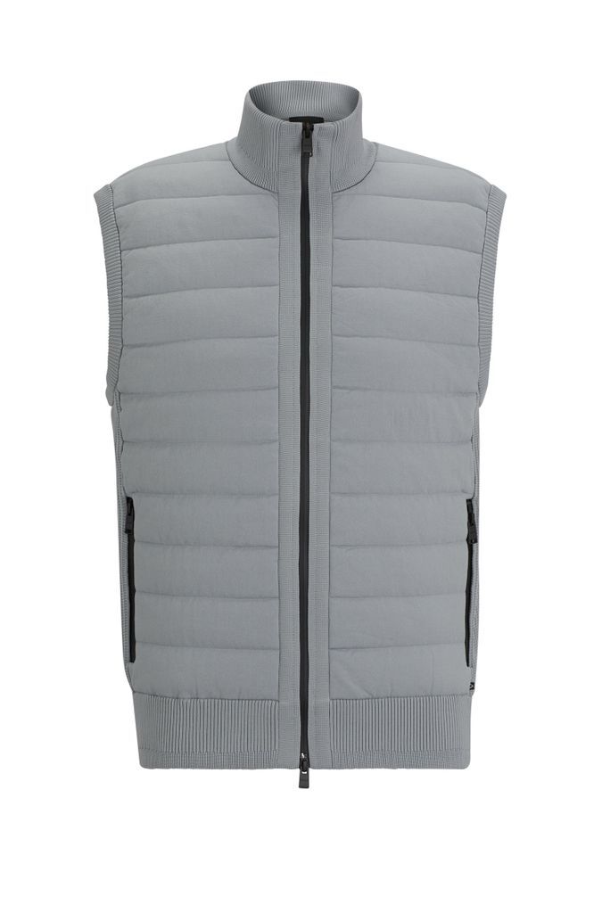 Padded regular-fit gilet in mixed materials