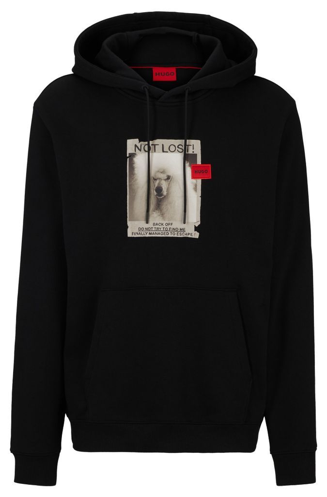 Relaxed-fit hoodie in French terry with dog artwork