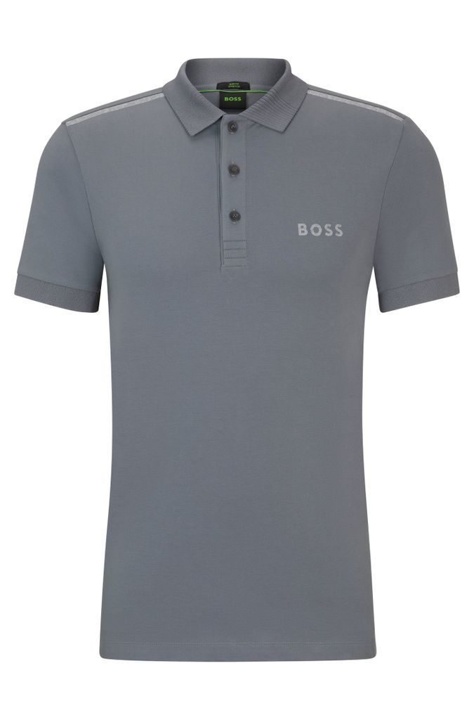 Slim-fit polo shirt with decorative reflective details