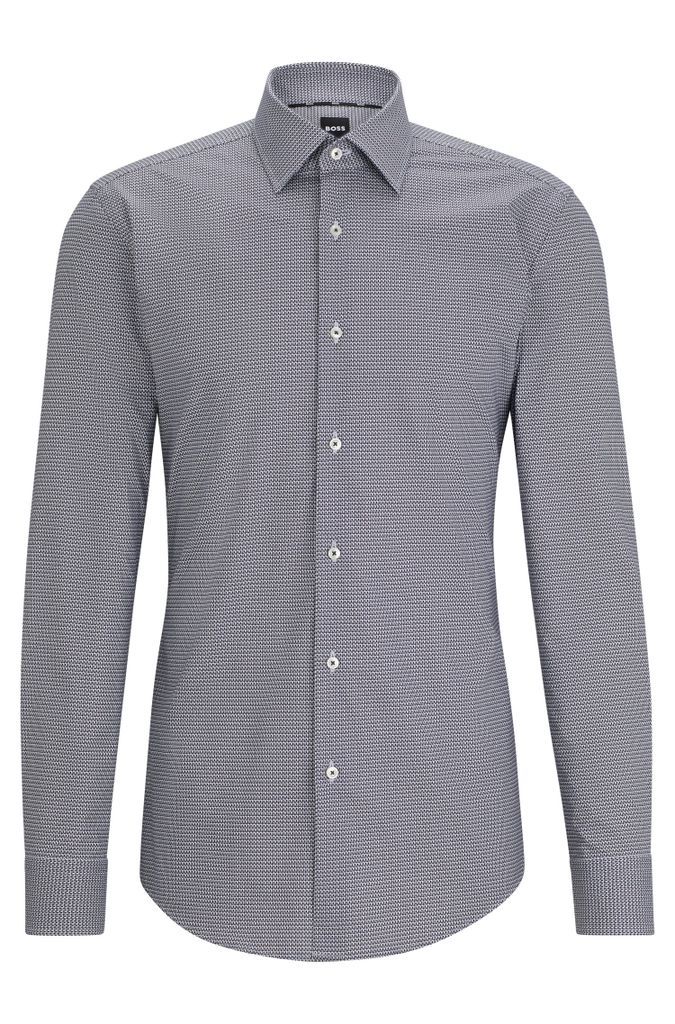 Slim-fit shirt in printed stretch cotton