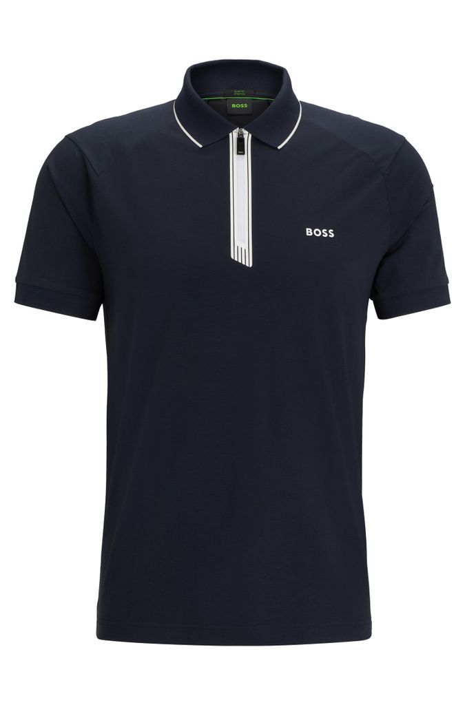 Stretch-cotton slim-fit polo shirt with zip placket