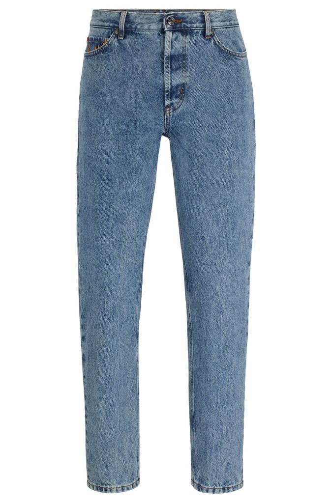 Tapered-fit jeans in blue rigid denim