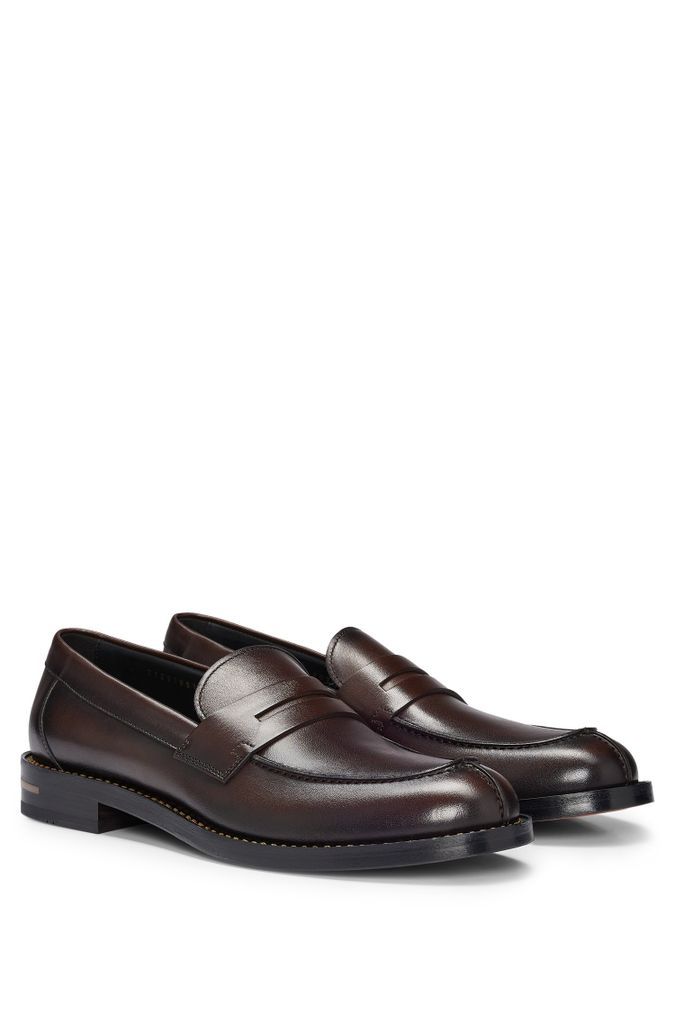 Leather slip-on loafers with penny trim