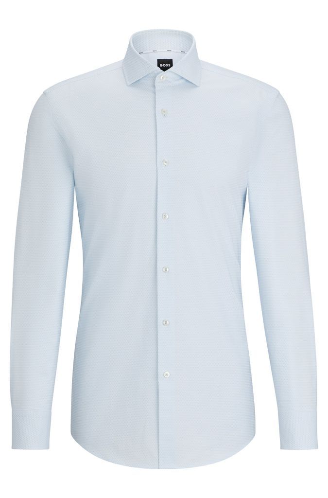 Slim-fit shirt in easy-iron structured stretch cotton