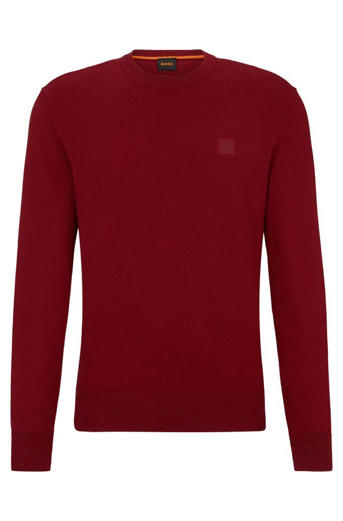 Crew-neck sweater in cotton and cashmere with logo