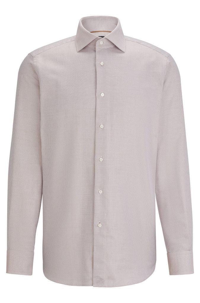 Regular-fit long-sleeved shirt in cotton dobby