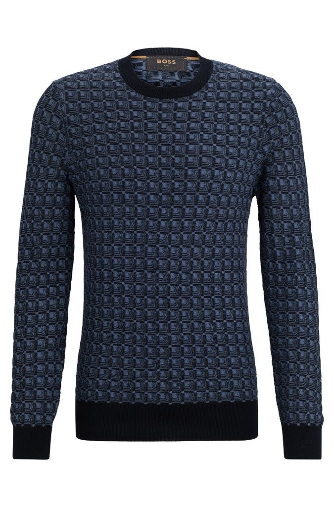 Regular-fit sweater in silk with geometric structure