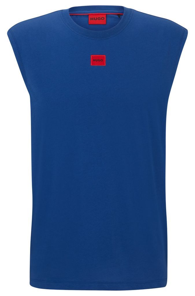 Sleeveless cotton-jersey T-shirt with logo label