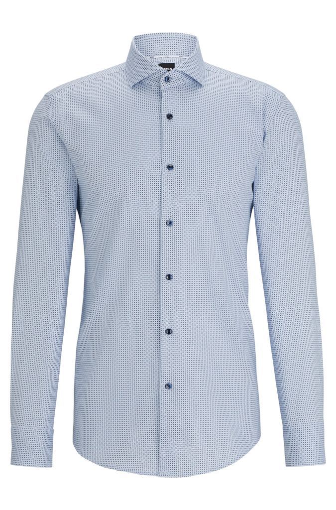 Slim-fit shirt in printed Oxford stretch cotton