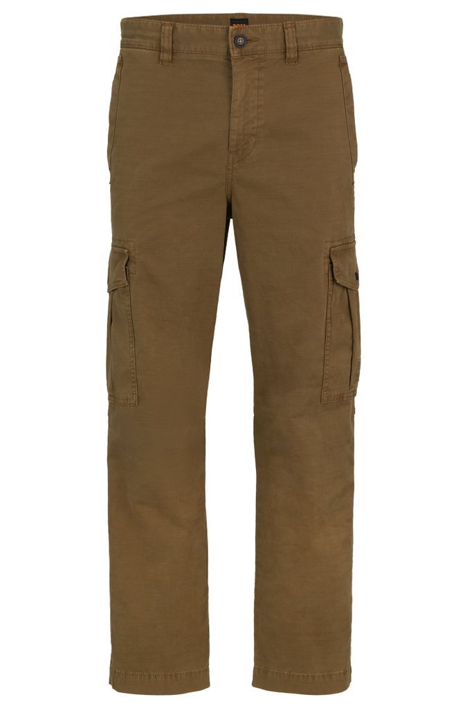 Stretch-cotton cargo trousers with logo patch