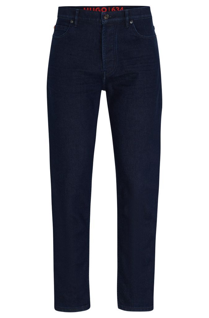 Tapered-fit jeans in dark-blue comfort-stretch denim