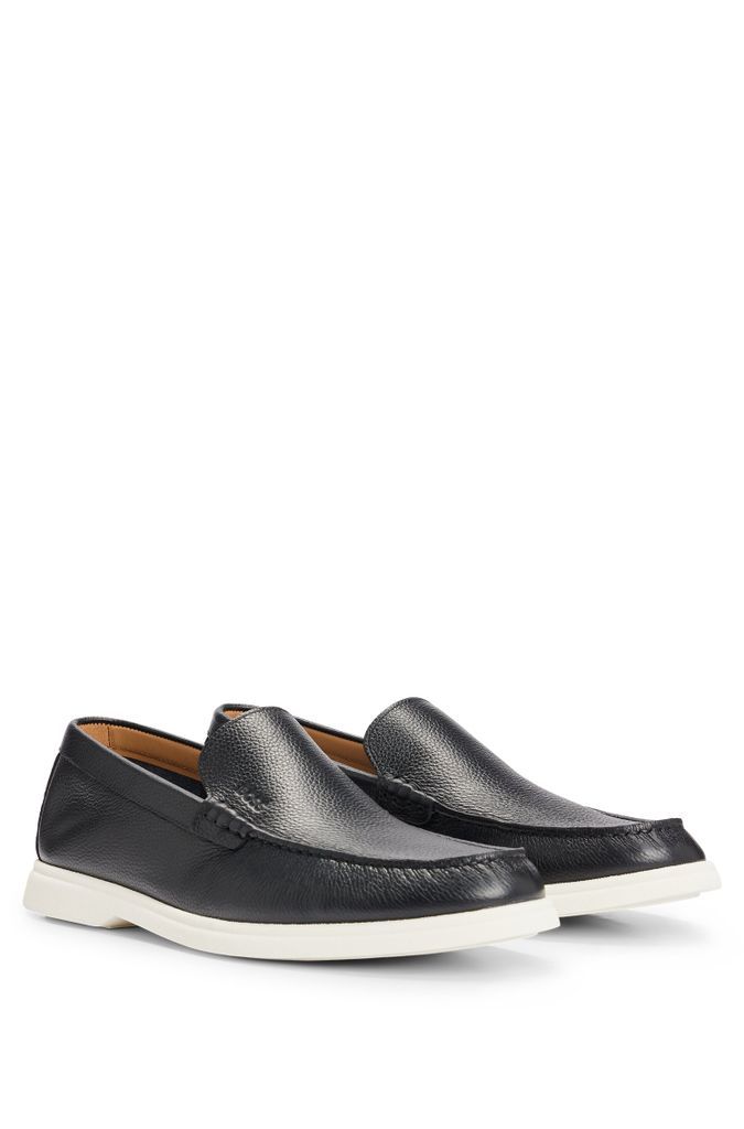 Tumbled-leather loafers with contrast outsole