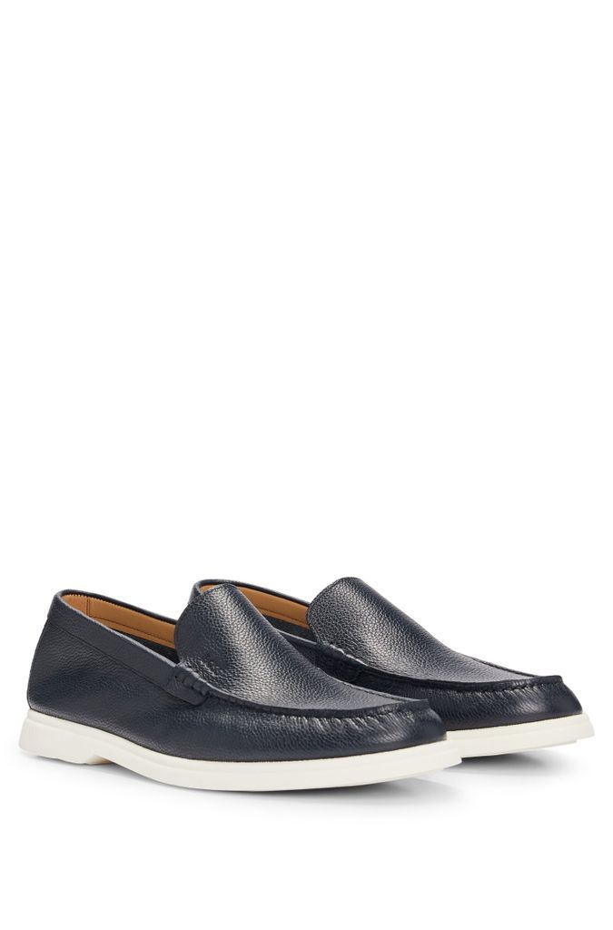 Tumbled-leather loafers with contrast outsole