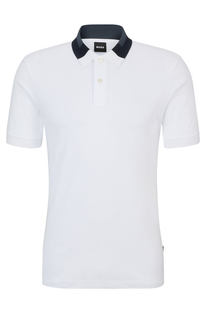 Interlock-cotton slim-fit polo shirt with colour-blocked collar