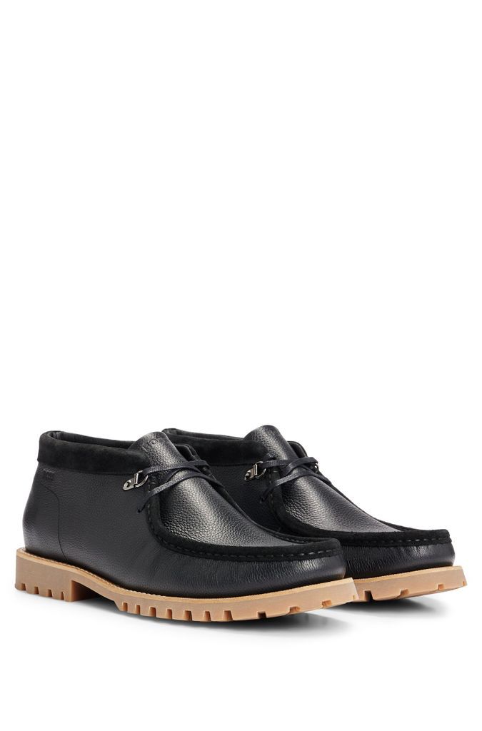 Grained-leather desert boots with rubber-lug outsole