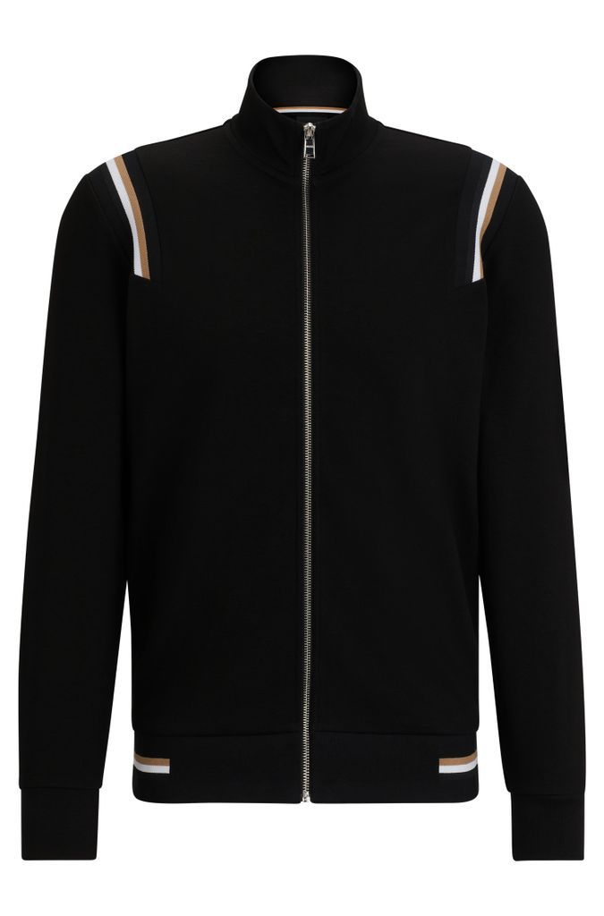 Cotton-blend zip-up sweatshirt with signature-stripe trims