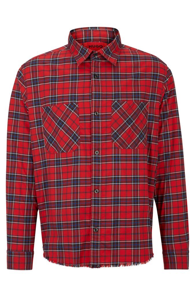 Oversized-fit shirt in checked stretch cotton