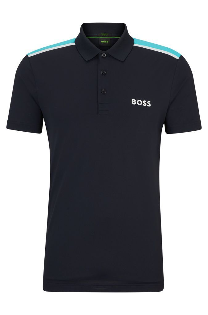Performance-stretch polo shirt with contrast logo