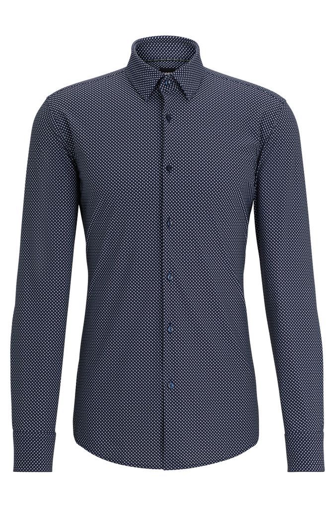 Slim-fit shirt in printed performance-stretch fabric
