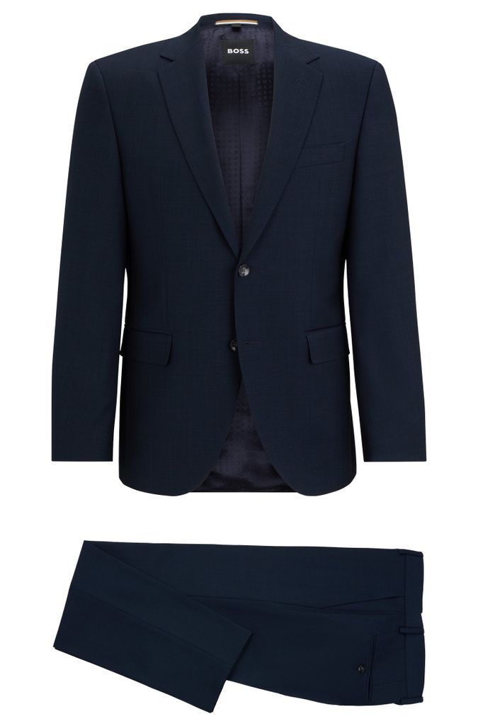 Regular-fit suit in micro-patterned stretch cloth