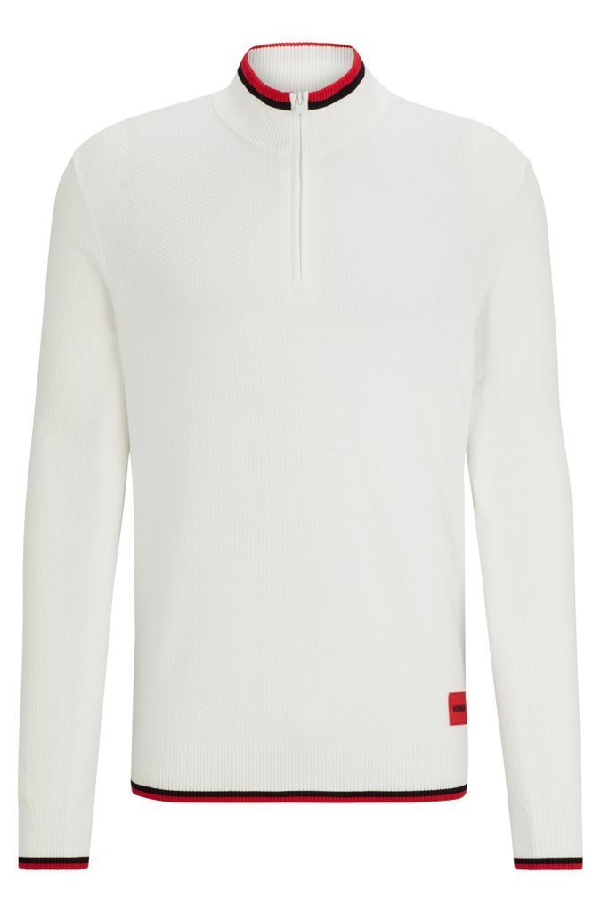 Zip-neck sweater with red logo label