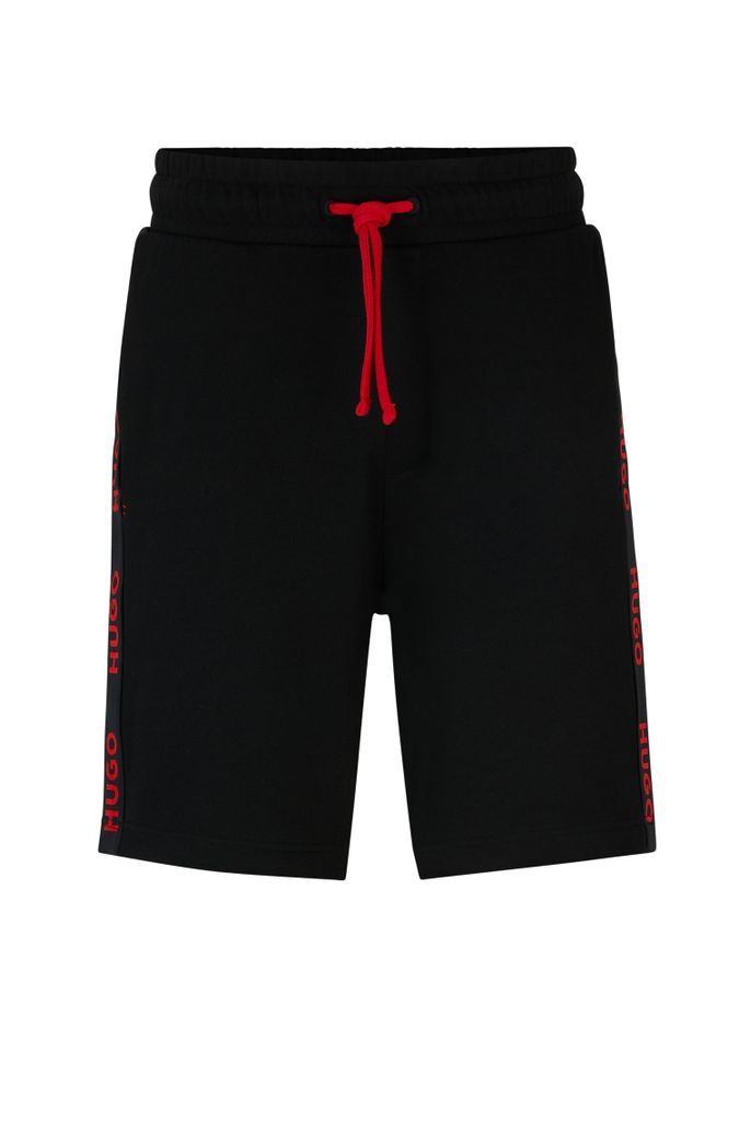 Cotton-terry shorts with embroidered logos and drawstring waist