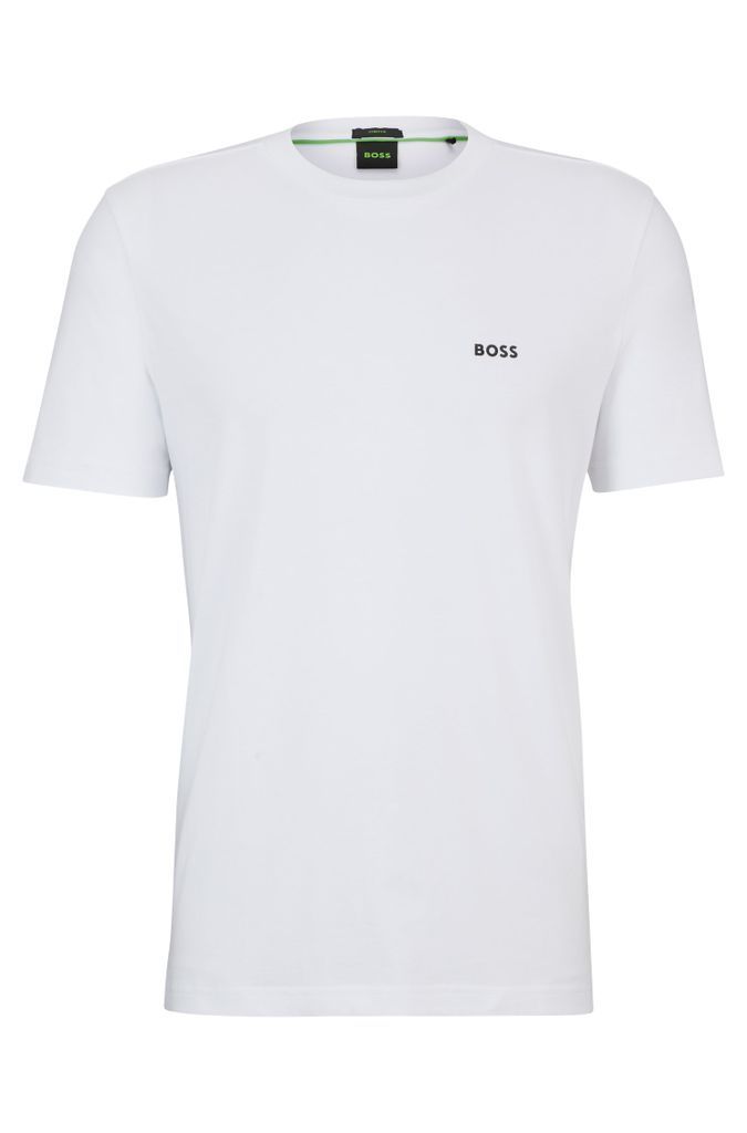 Stretch-cotton regular-fit T-shirt with contrast logo