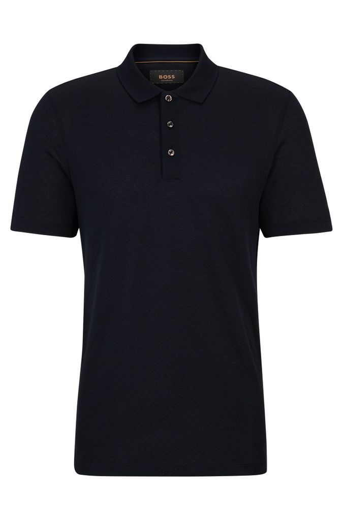 Geometric-pattern polo shirt in cotton and silk