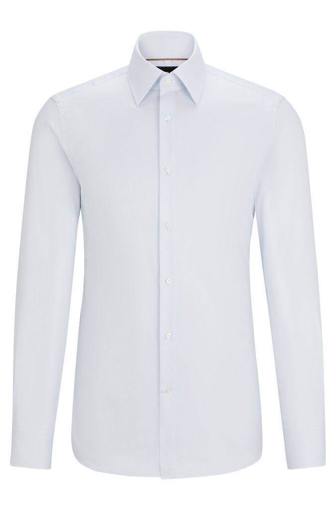 Slim-fit shirt in cotton dobby with angled cuffs