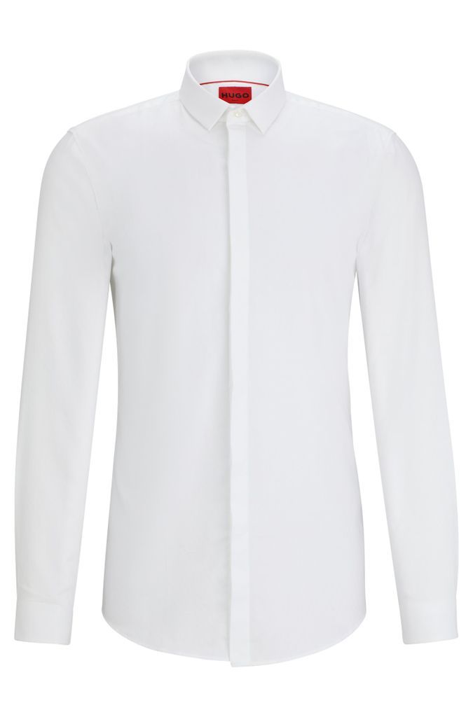 Slim-fit shirt in cotton jacquard