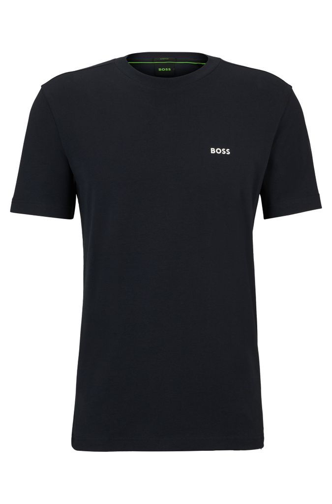 Stretch-cotton regular-fit T-shirt with contrast logo