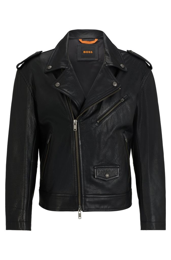 Regular-fit jacket in buffalo leather with branded snaps