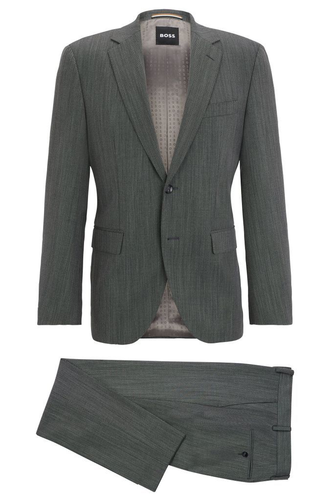 Regular-fit suit in micro-patterned crease-resistant fabric