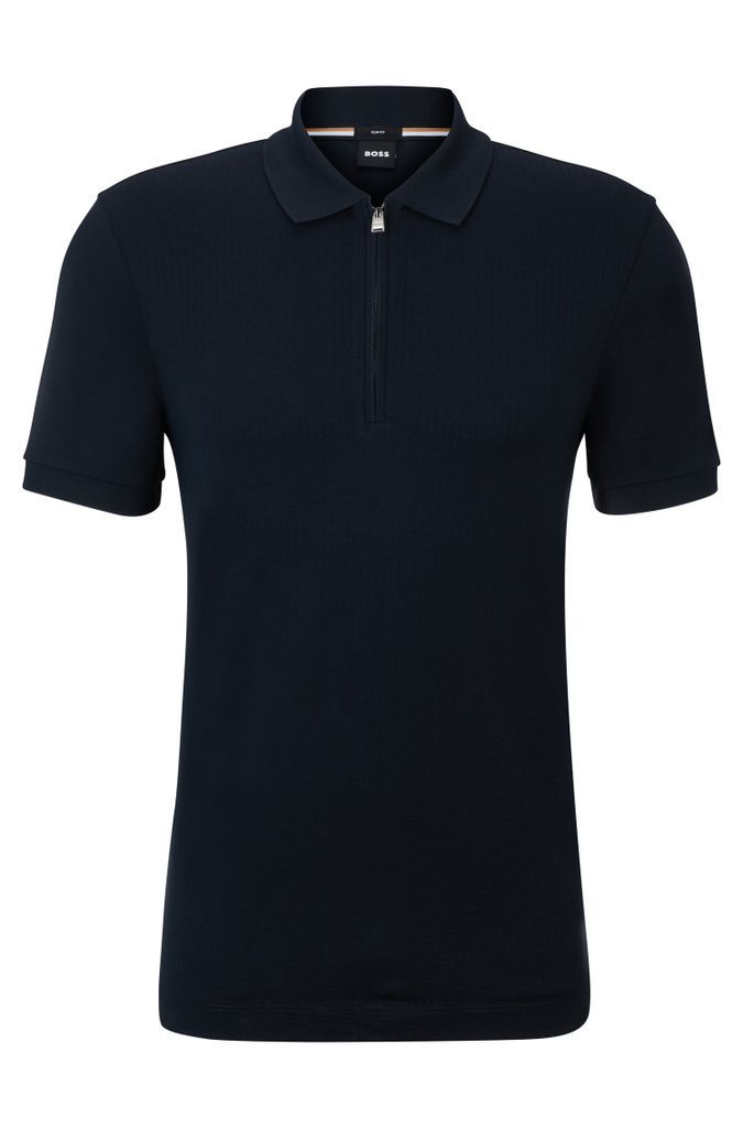 Structured-cotton slim-fit polo shirt with zip placket