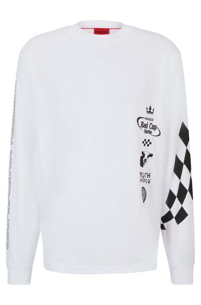 Cotton-jersey T-shirt with racing-inspired prints