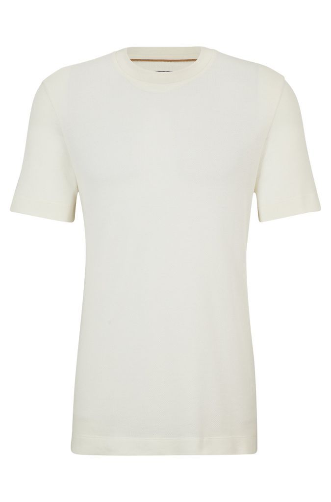 Textured-knit T-shirt in cotton and silk